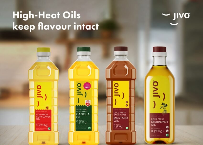 Healthy cold-pressed oils for high-heat cooking in India by Jivo.