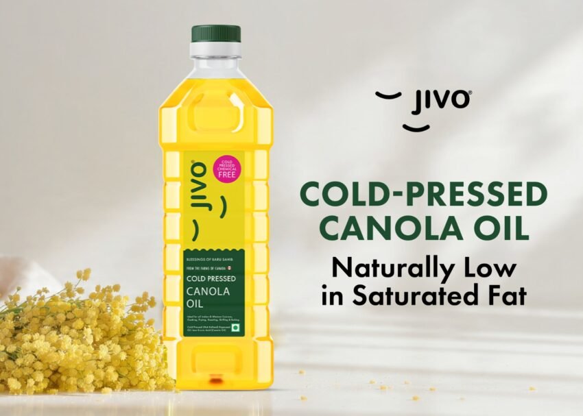 Best cooking oil in India with low saturated fat level (7%) - Cold-Pressed Canola Oil fortified with vitamin A & D.